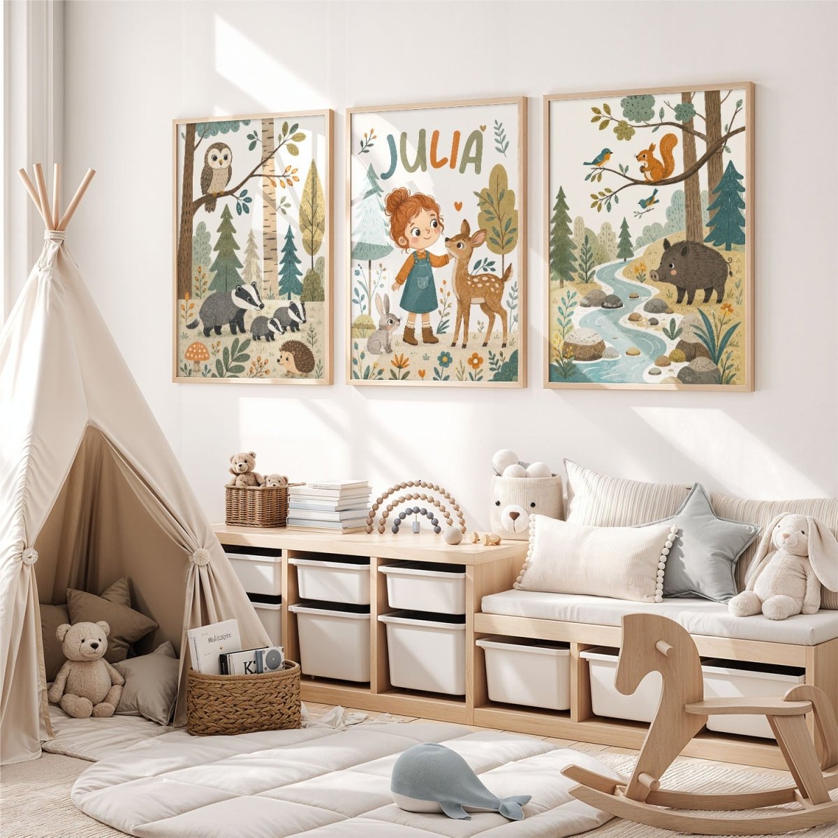 Leśna wycieczka – Zestaw Personalizowanych Plakatów - Tiny Lines